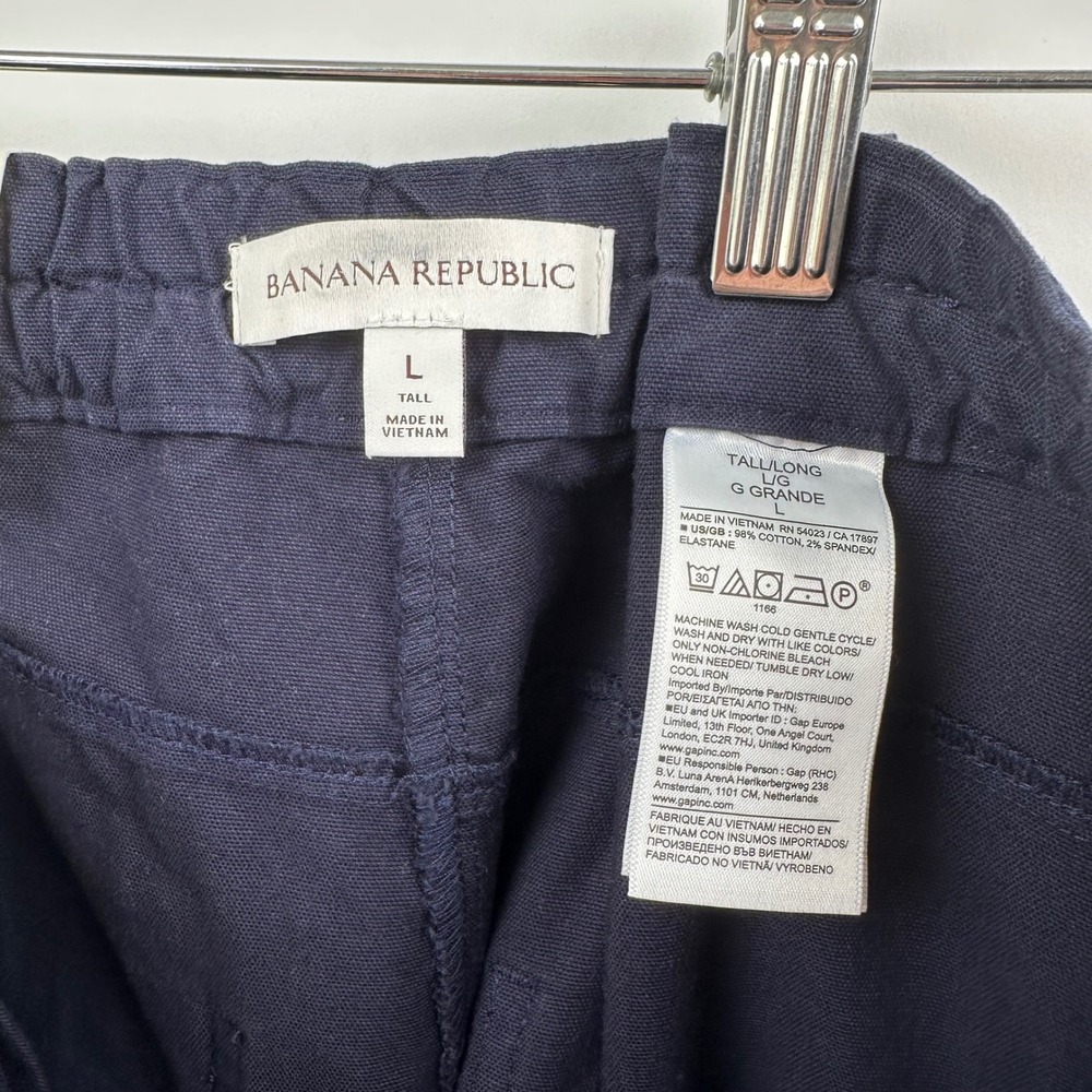 Banana Republic Mid Rise Relaxed Painter Pull On Pants LT Large Tall Navy NWT - Picture 13 of 13